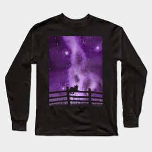 Night full of Sky Purple Watercolor Galaxy Painting Long Sleeve T-Shirt